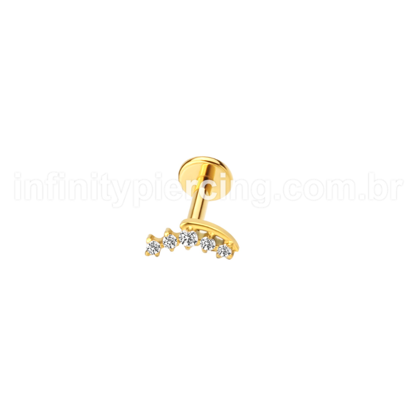 Piercing Labret Aço Cirúrgico Mini Cluster Zircônia