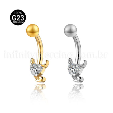 Piercing Banana Titânio Zircônia Coração Diabinho