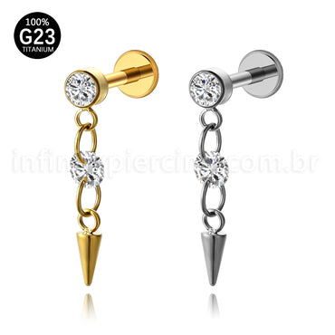 Piercing Labret Titânio Com Pingente Spike