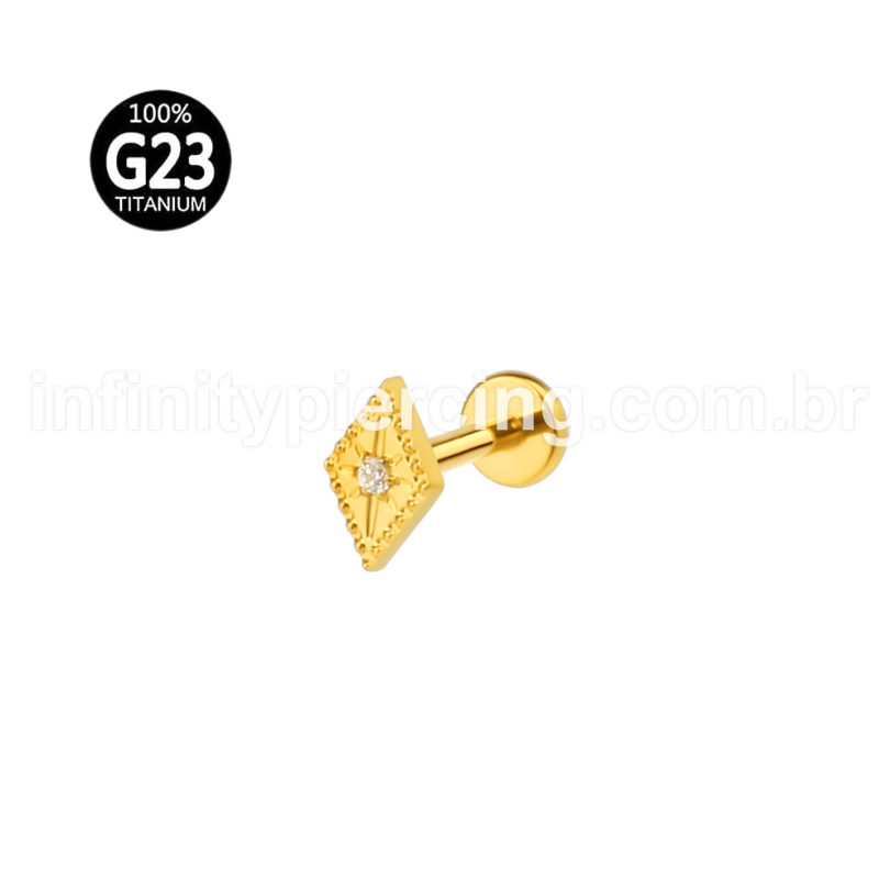 Piercing Labret Titânio Triangulo Zircônia