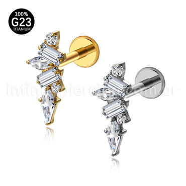 Piercing Labret Titânio Cluster Zircônia Cravejada