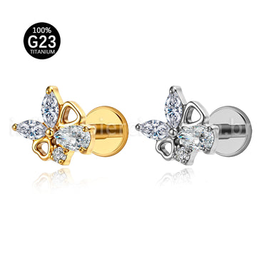 Piercing Labret Titânio Zircônia Cravejada