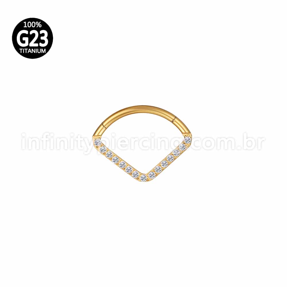 Piercing Argola Triangulo Titânio Segmento Articulado Zircônia