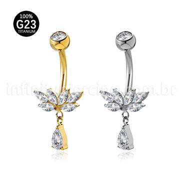 Piercing Banana Titânio Zircônia Cravejada Com Pingente