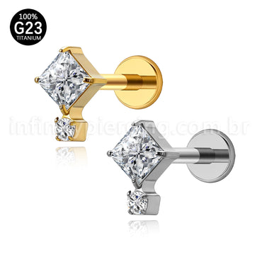 Piercing Labret Titânio Zircônia Cravejada