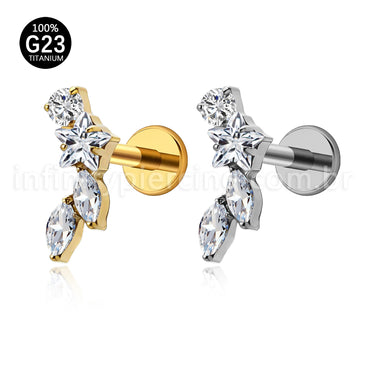 Piercing Labret Titânio Cluster Zircônia Cravejada