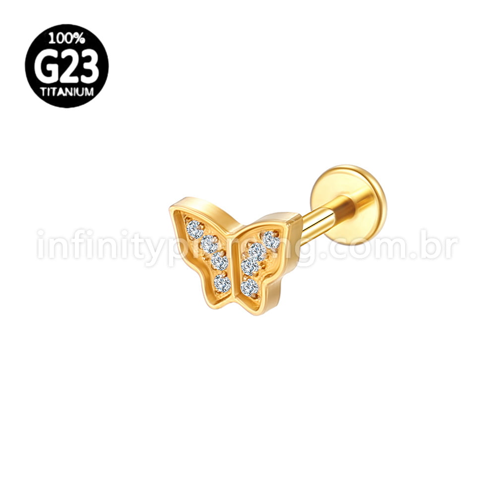 Piercing Labret Titânio Borboleta