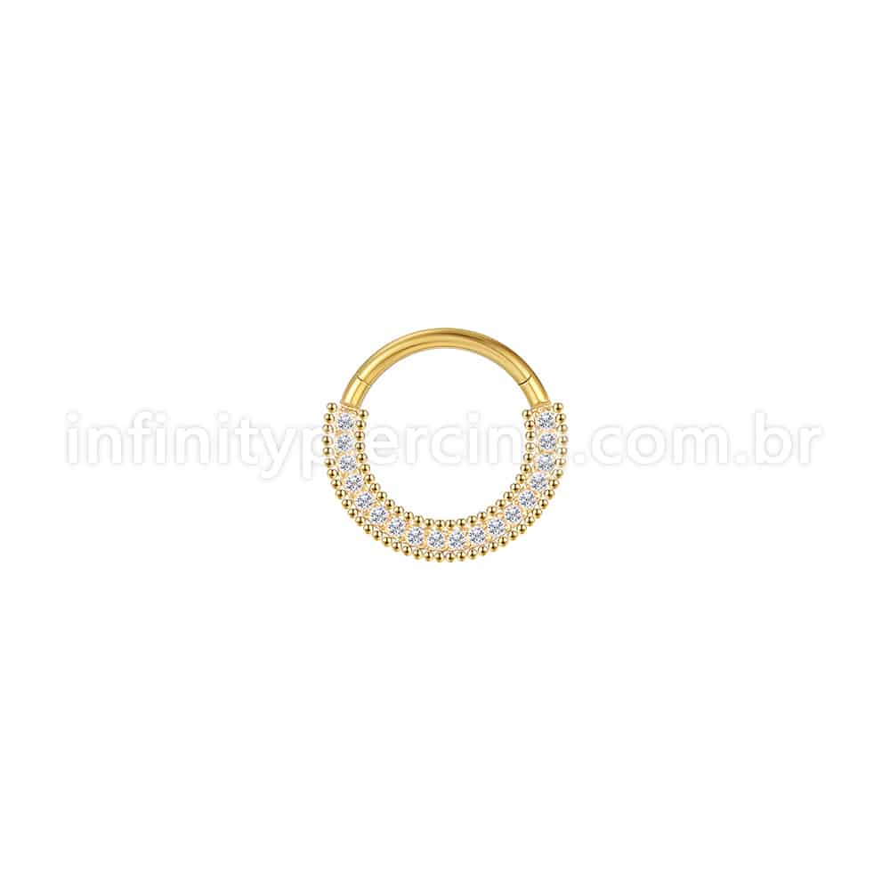 Piercing Argola Aço Cirúrgico Detalhada/Zircônia Cravejada