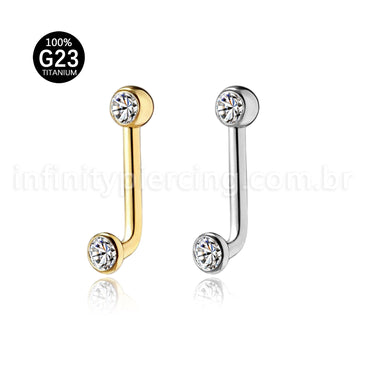 Piercing Lbar Titânio Zircônia Cravada