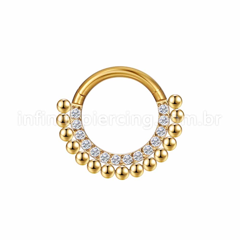 Piercing Argola Aço Cirúrgico Segmento Articulado Indiano Zircônia Cravejada