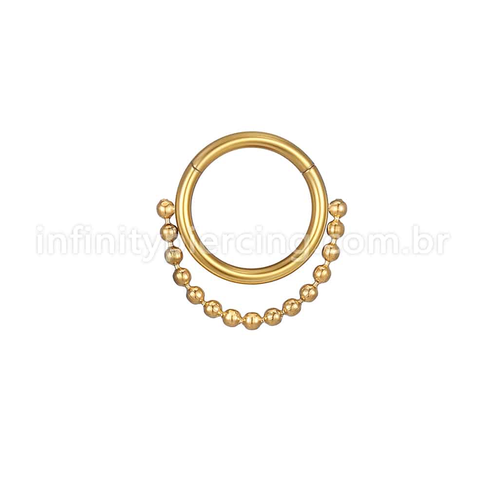 Piercing Argola Aço Cirúrgico Segmento Articulado Corrente Bolinhas