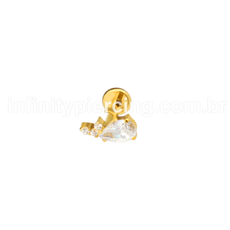 Piercing Labret Aço Cirúrgico Baleia Zircônia