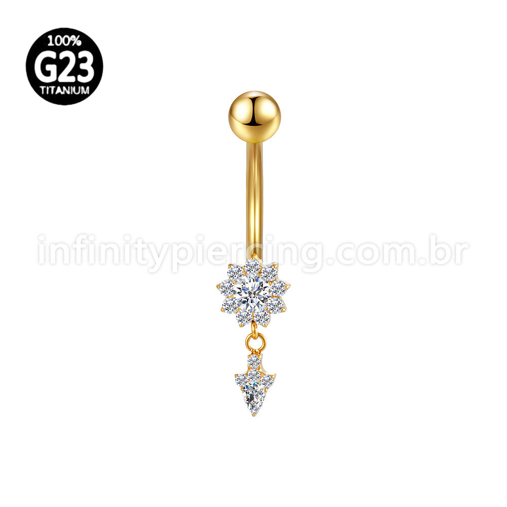 Piercing Banana Titânio Zircônia Com Pingente