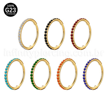 Piercing Argola Segmentada Titânio 1 Fileira Zircônia Cravejada