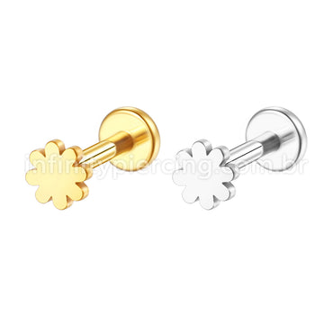 Piercing Labret Flor Aço Cirúrgico Rosca Interna