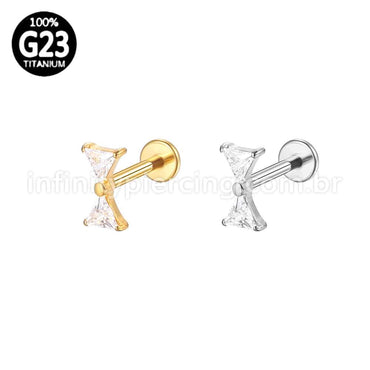Piercing Labret Titânio Laço Zircônias Cravejadas