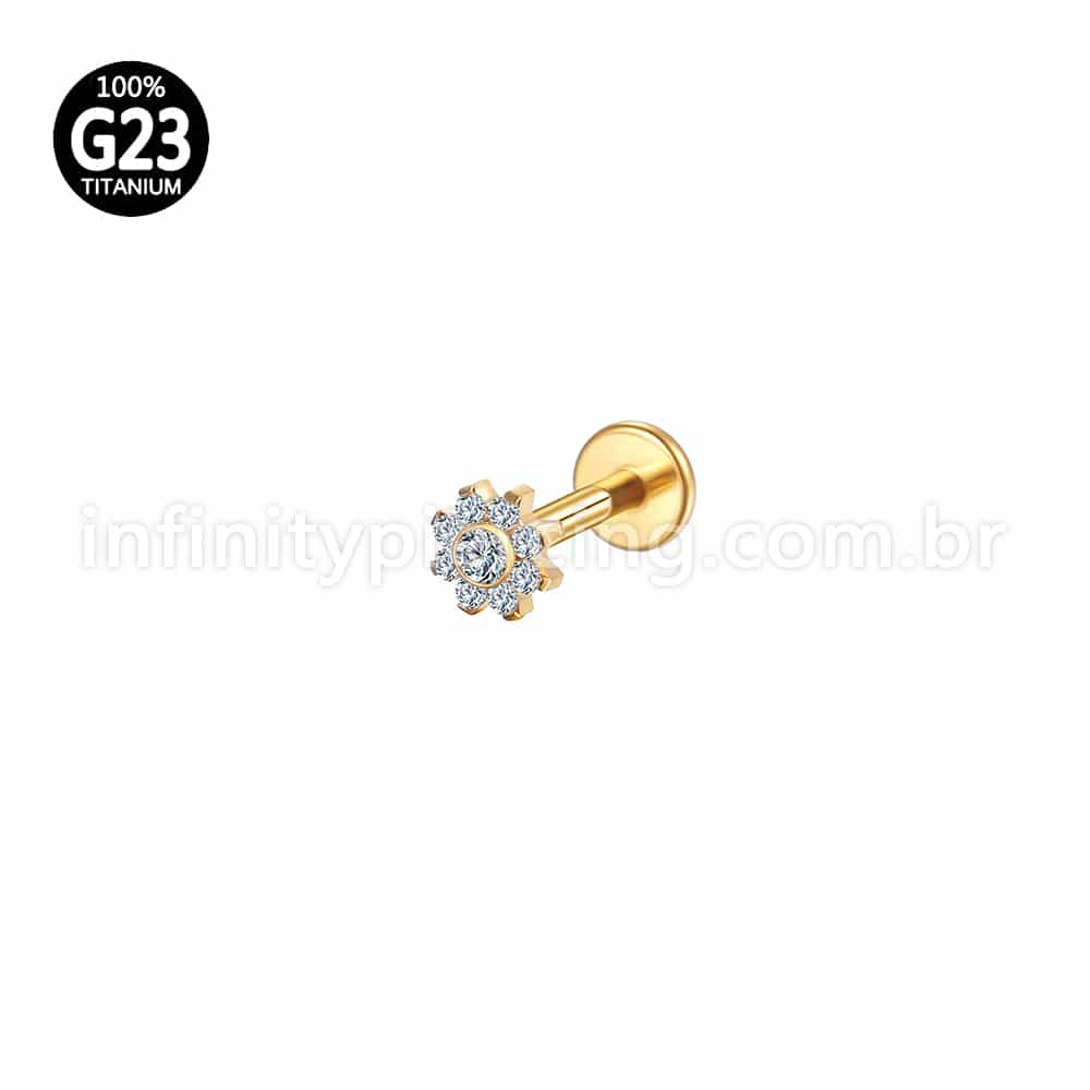 Piercing Labret Titânio Flor Zircônia