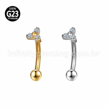 Piercing Minibarbell Curvo Titânio Zircônia