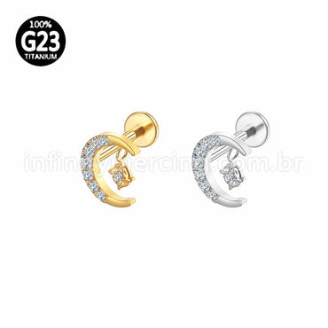 Piercing Labret Titânio Lua