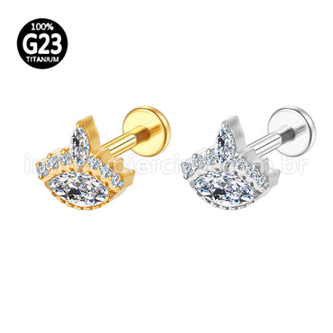 Piercing Labret Titânio Olho Zircônia Cravejada