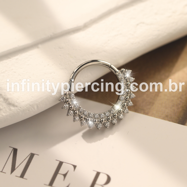 Piercing Argola Aço Cirúrgico Segmento Articulado Indiano Zircônia