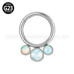 Piercing Argola Segmento Articulado Titânio Indiano Opala/Zircônia
