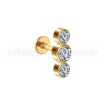 Piercing Labret Aço Cirúrgico Indiano Zircônia