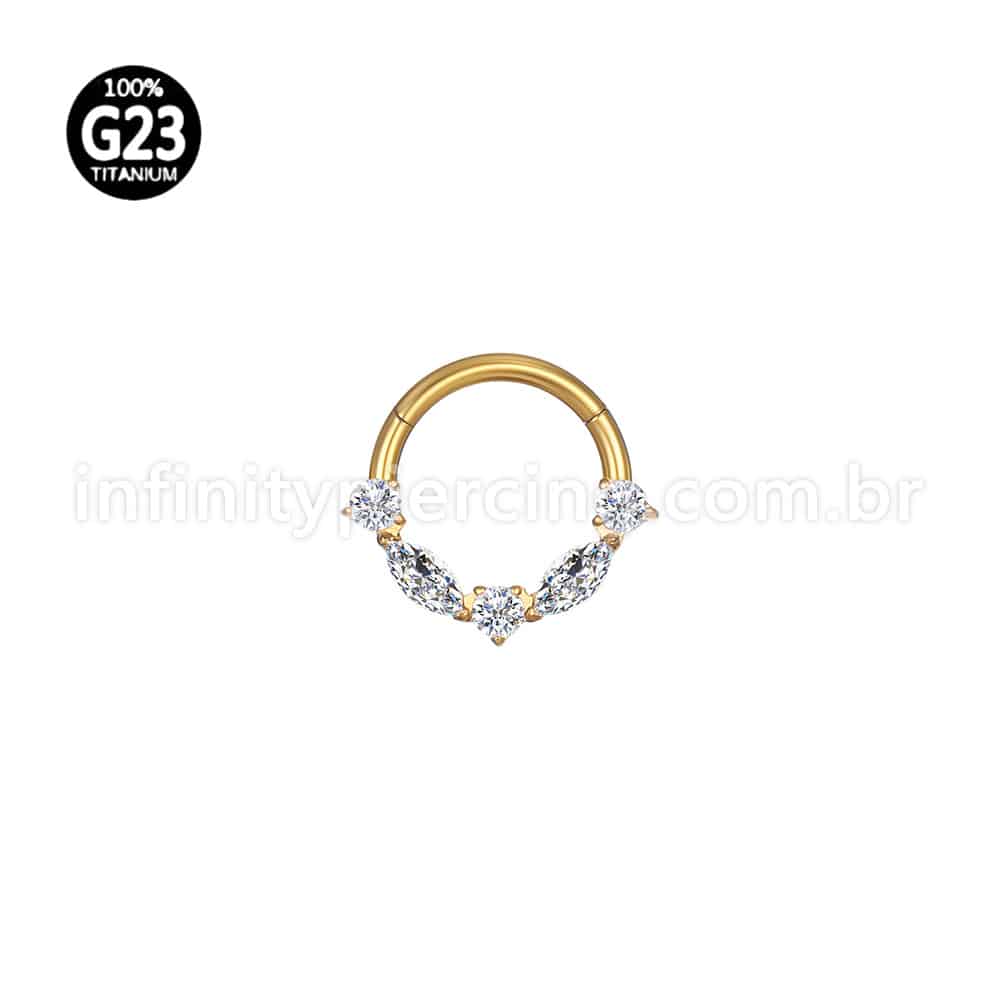 Piercing Argola Titânio Segmento Articulado Zircônia Cravejada