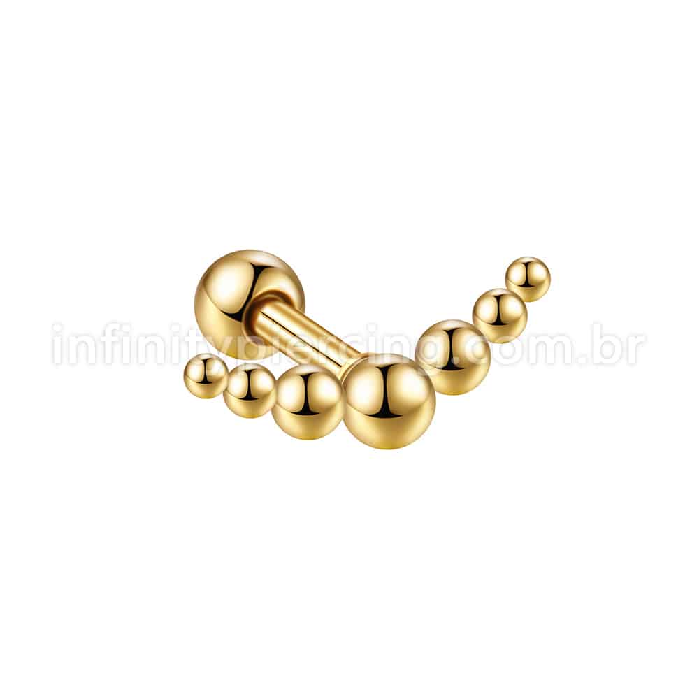 Piercing MiniBarbell Curvado Aço Cirúrgico