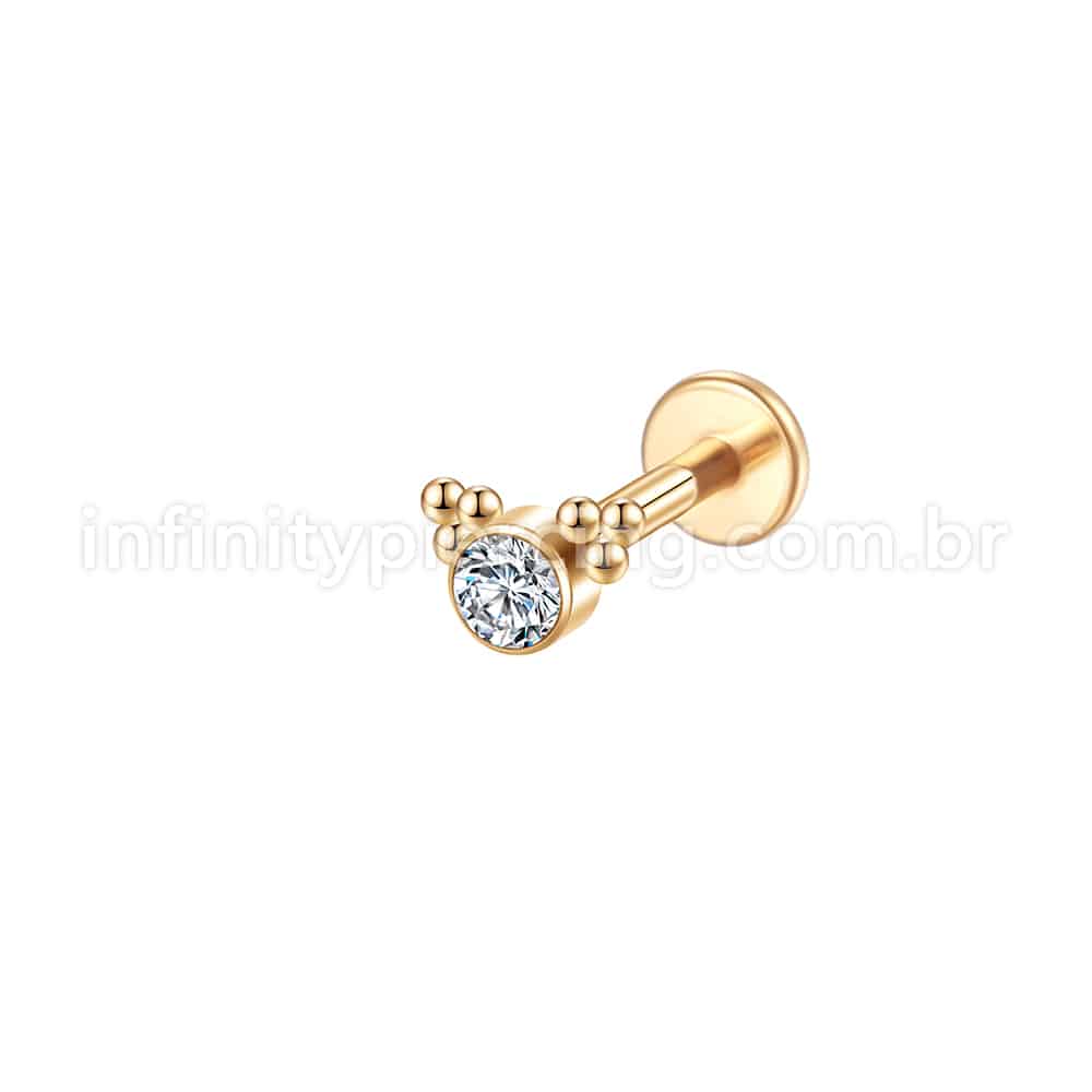 Piercing Labret Aço Cirúrgico Indiano Zircônia Cravada