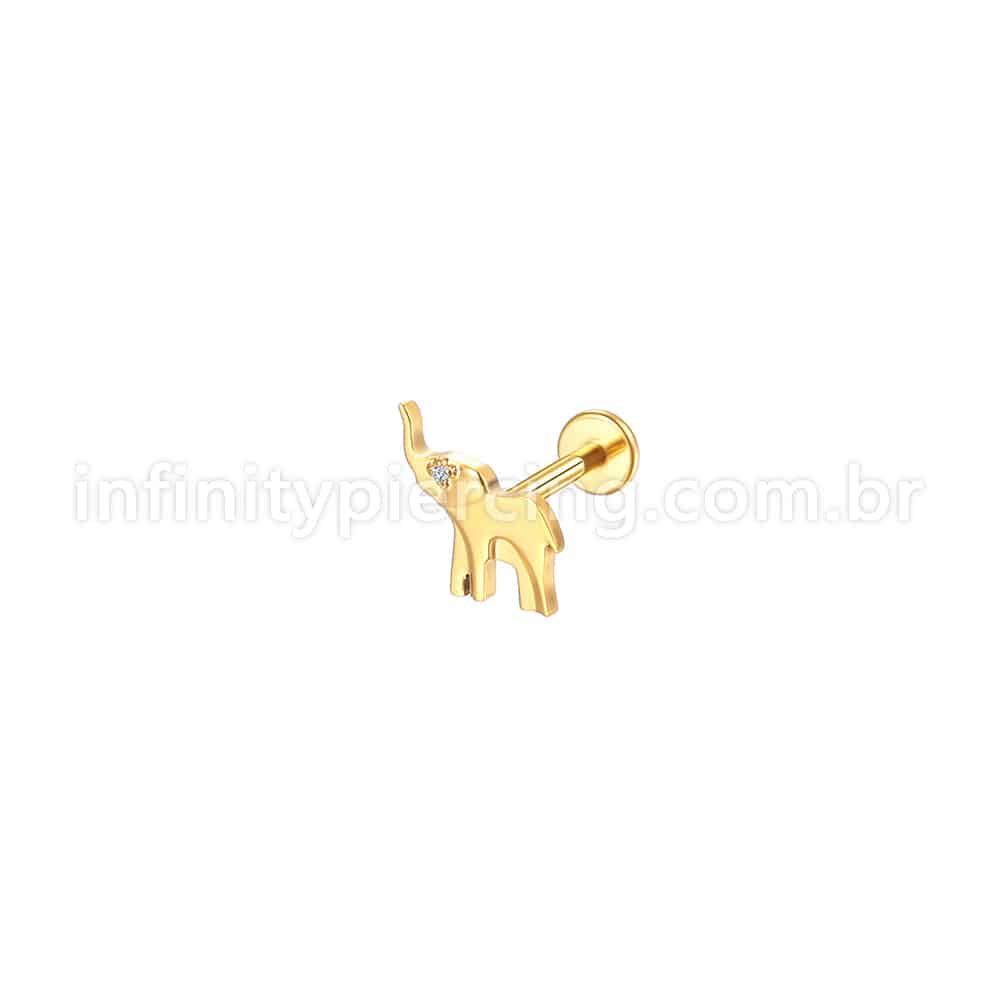 Piercing Labret Aço Cirúrgico Elefante 1 Zircônia 10323 1.2X8