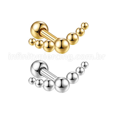 Piercing MiniBarbell Curvado Aço Cirúrgico