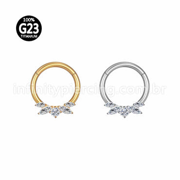 Piercing Argola Titânio Detalhes Zircônia Cravejada