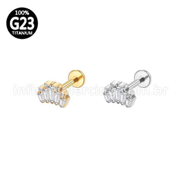 Piercing Labret Titânio Coroa Zircônia