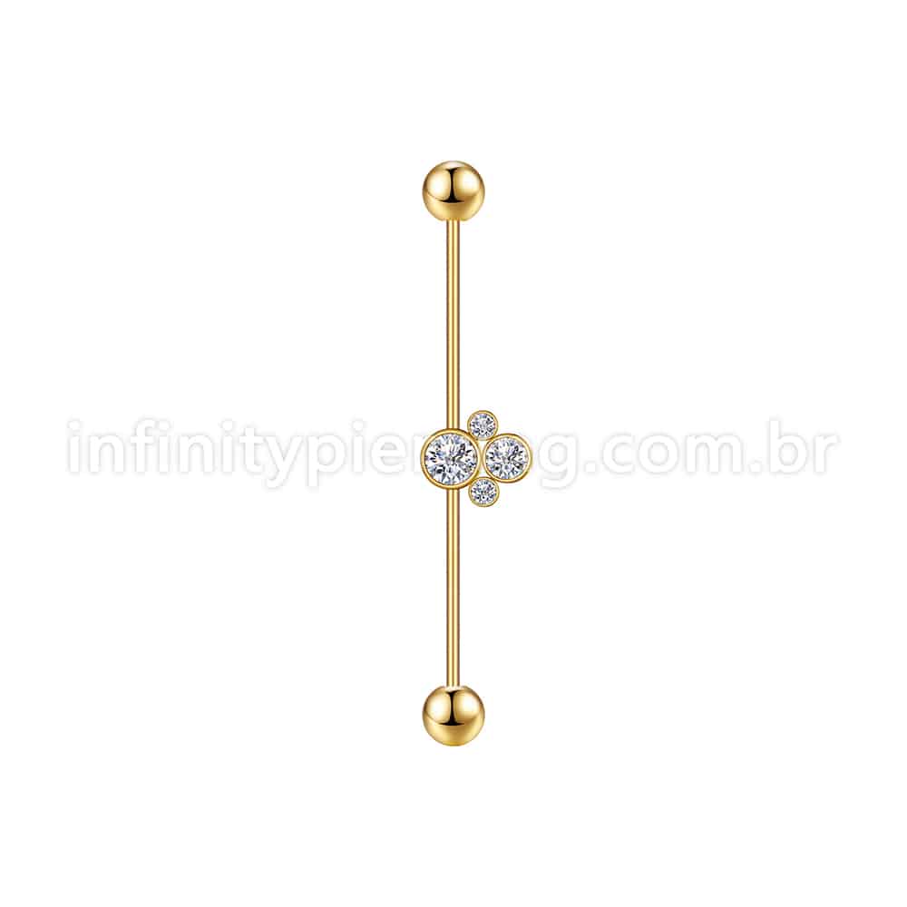 Piercing Transversal Aço Cirurgico Indiano Zircônia Cravada