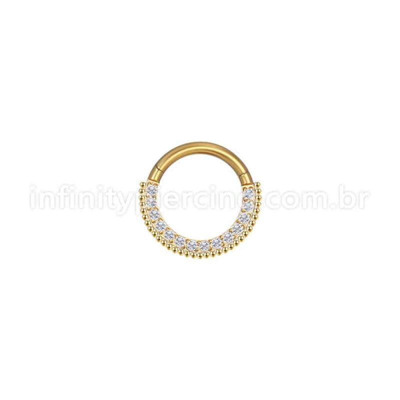 Piercing Argola Segmento Articulado Aço Cirúrgico Indiano Zircônia Lateral