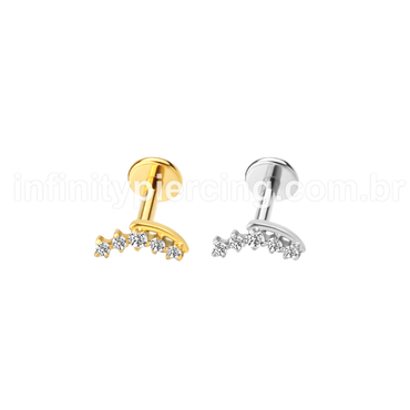 Piercing Labret Aço Cirúrgico Mini Cluster Zircônia