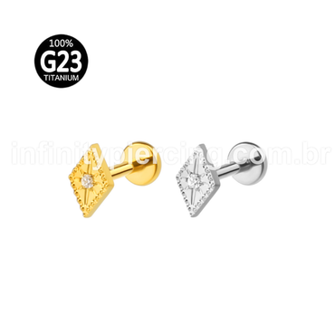 Piercing Labret Titânio Triangulo Zircônia