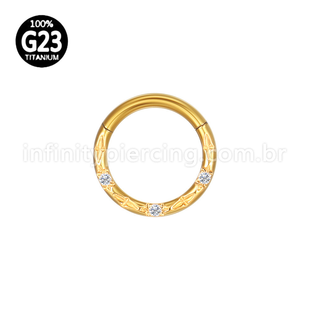 Piercing Argola Frontal Titânio Detalhes Com Zircônia