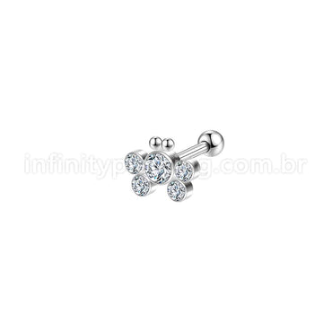 Piercing Minibarbell Aço Cirúrgico Borboleta Zircônia Cravada