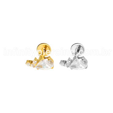 Piercing Labret Aço Cirúrgico Baleia Zircônia