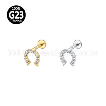 Piercing Labret Titânio Ferradura Zircônias Cravejadas