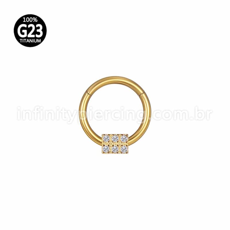 Piercing Argola Titânio Segmento Articulado 6 Zircônias