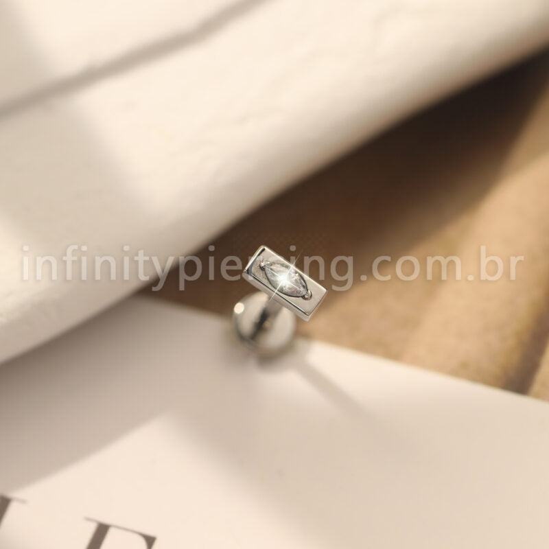Piercing Labret Aço Cirúrgico Barra Zircônia