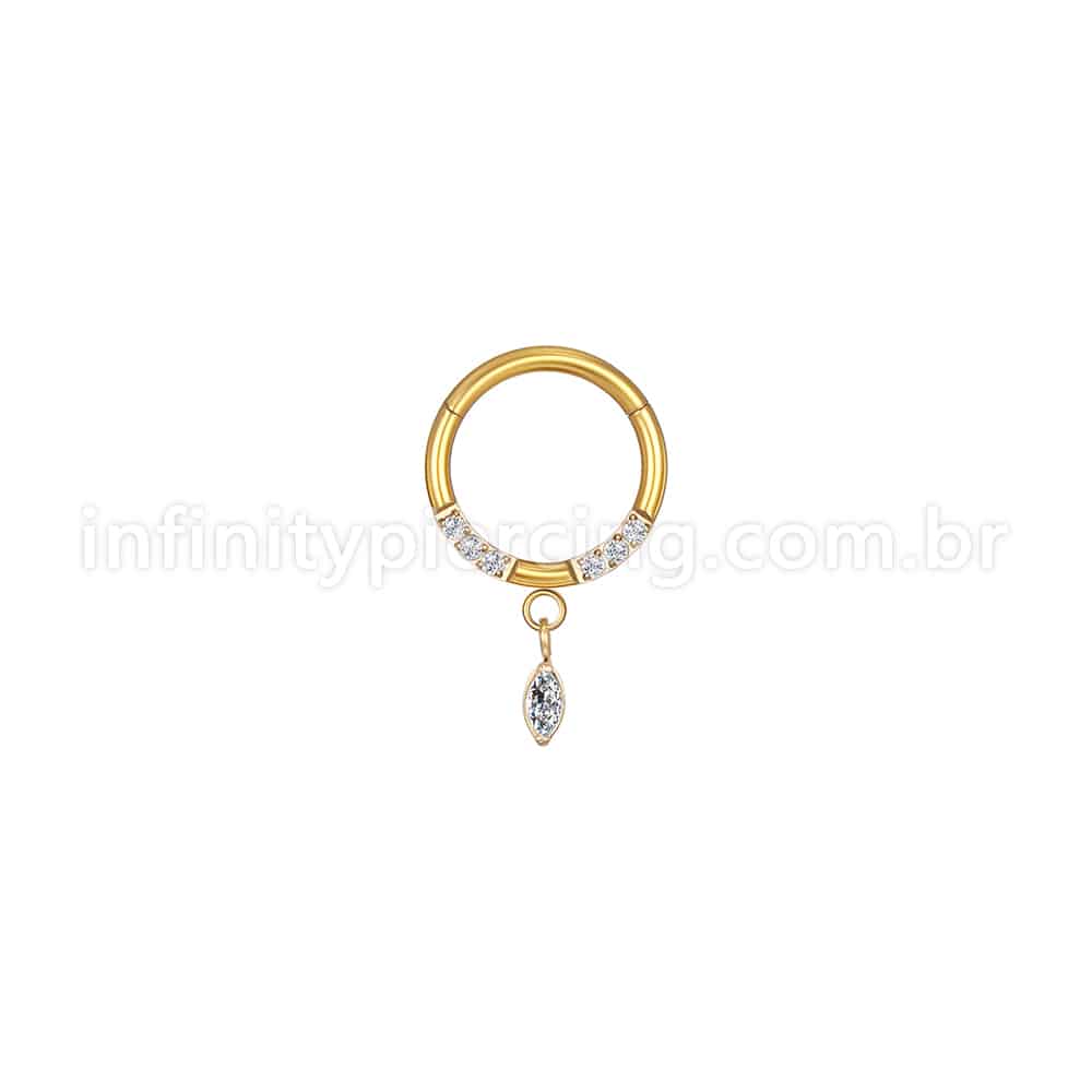 Piercing Argola Aço Cirúrgico Zircônia Cravejada Com Pingente