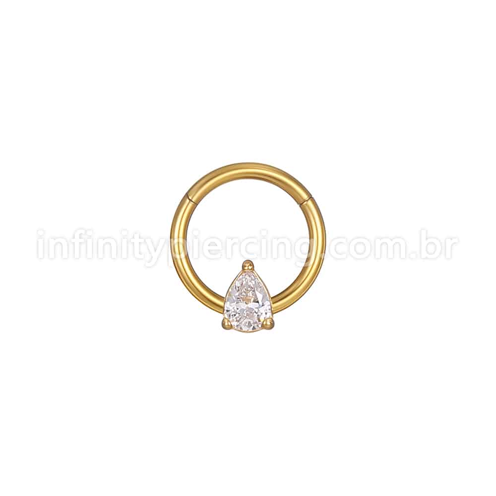 Piercing Argola Aço Cirúrgico Segmento Articulado Zircônia Gota