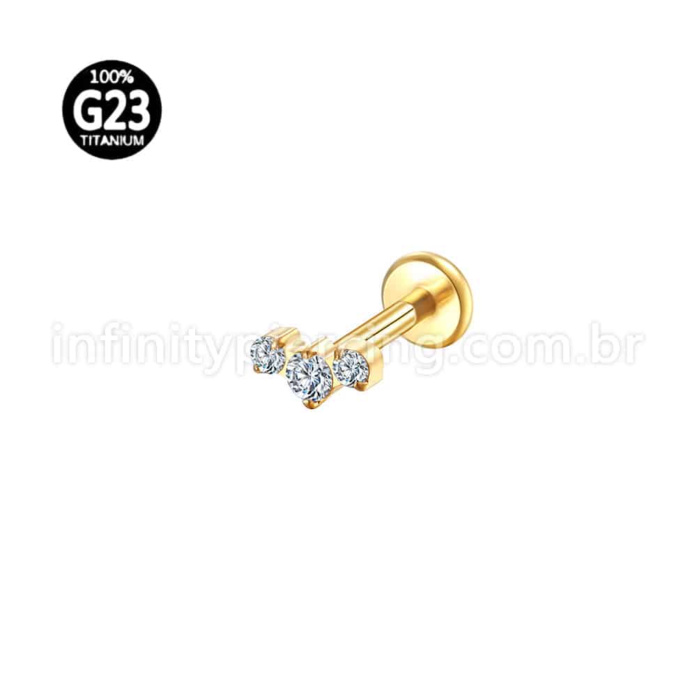 Piercing Labret Titânio Trio Zircônia