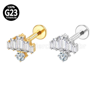 Piercing Labret Titânio Zircônia Cravejada