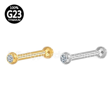 Piercing Barbell Titânio Lapidada Com Zircônia Cravada Rosca Interna