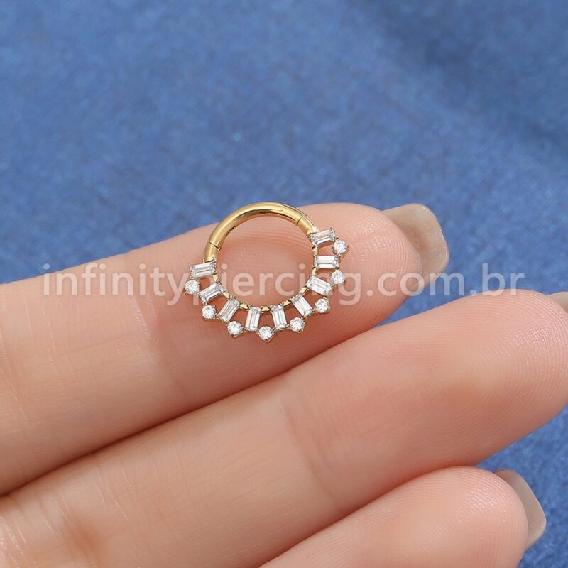 Piercing Argola Titânio Detalhes Zircônia Cravejada